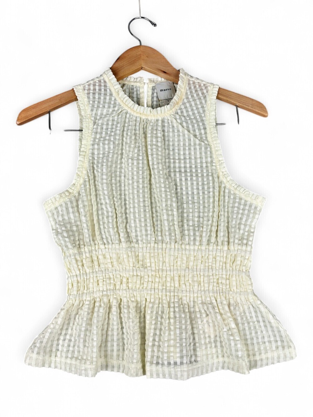 Maeve Smocked Waist Peplum Sleeveless Blouse Top S #